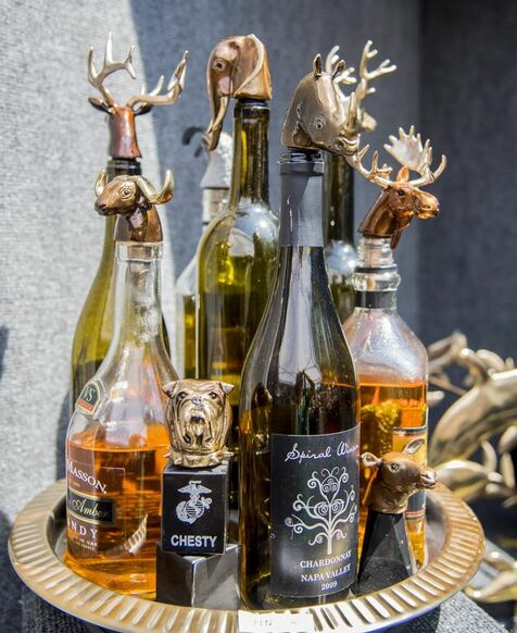 Mark Nordquist Studio bronze sculpture art and custom luxury wine bottle stoppers animal