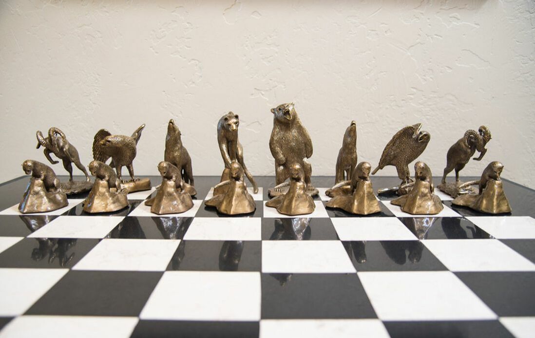 Mark Nordquist Studio bronze sculpture art and custom luxury chess sets Rocky Mountain
