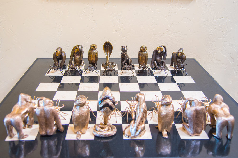 Mark Nordquist Studio bronze sculpture art and custom luxury chess sets Jungle