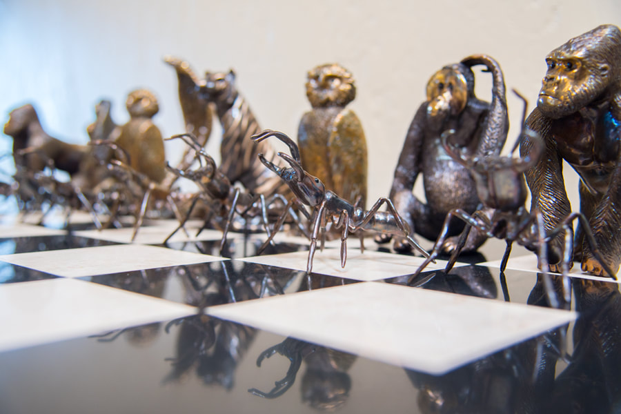 Mark Nordquist Studio bronze sculpture art and custom luxury chess sets Jungle