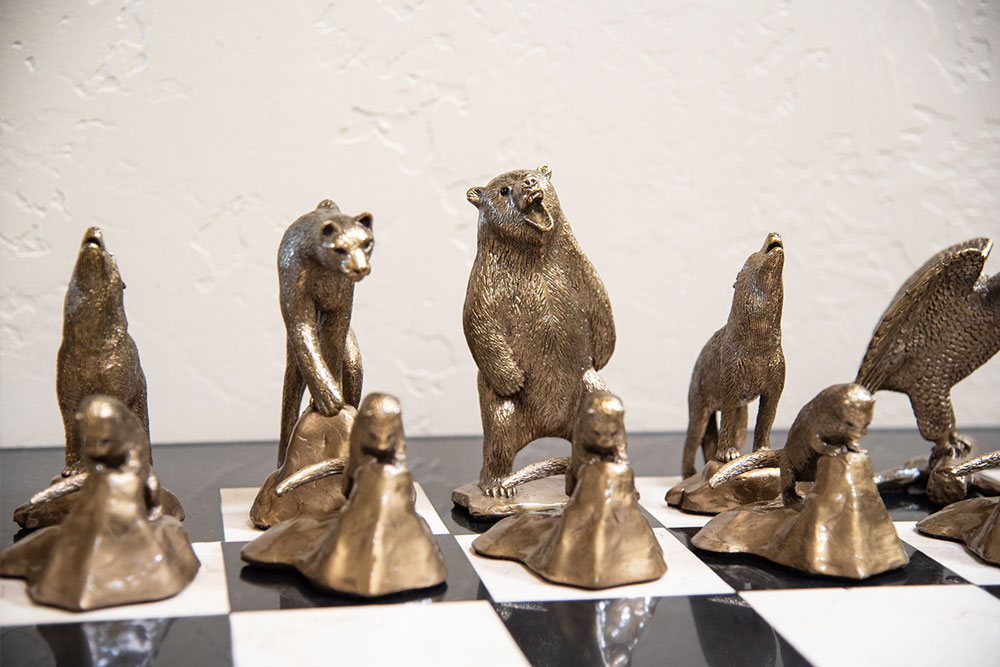 Mark Nordquist Studio bronze sculpture and custom luxury chess sets Rocky Mountain Rascals