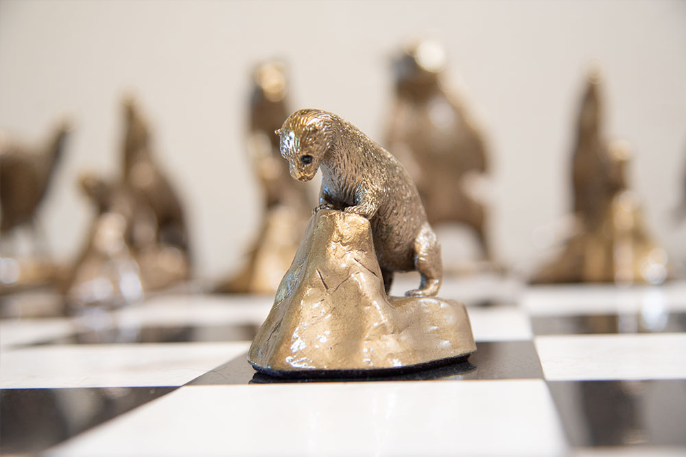 Mark Nordquist Studio bronze sculpture and custom luxury chess sets Rocky Mountain Rascals otter