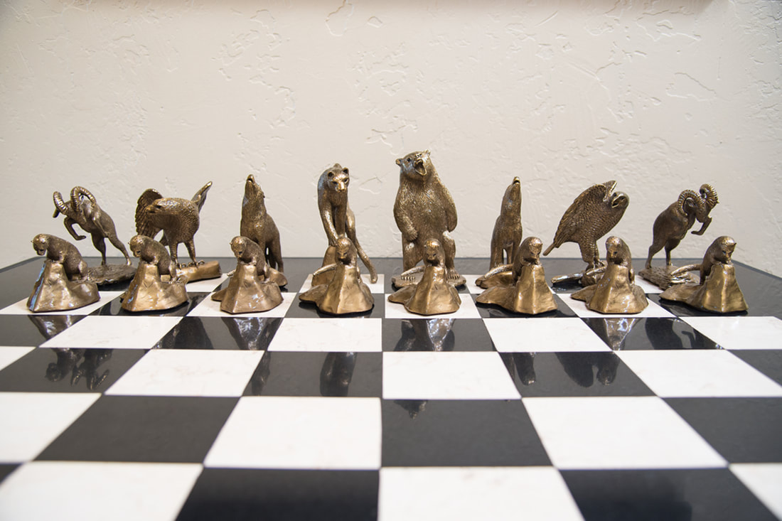 Mark Nordquist Studio bronze sculpture art and custom luxury chess sets Rocky Mountain Rascals