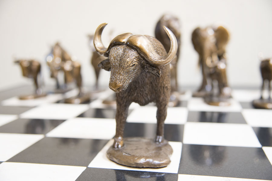Mark Nordquist Studio bronze sculpture art and custom luxury chess sets Safari Club