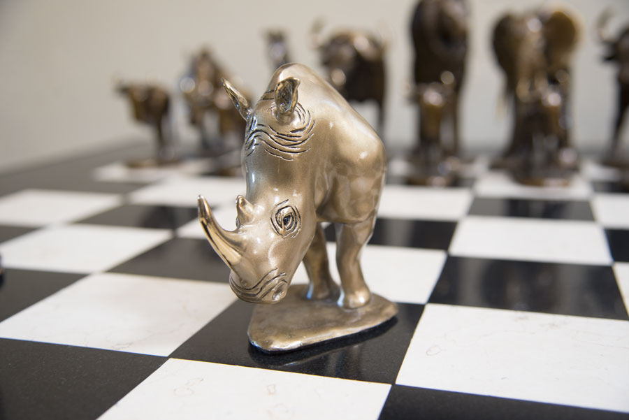 Mark Nordquist Studio bronze sculpture art and custom luxury chess sets Safari Club