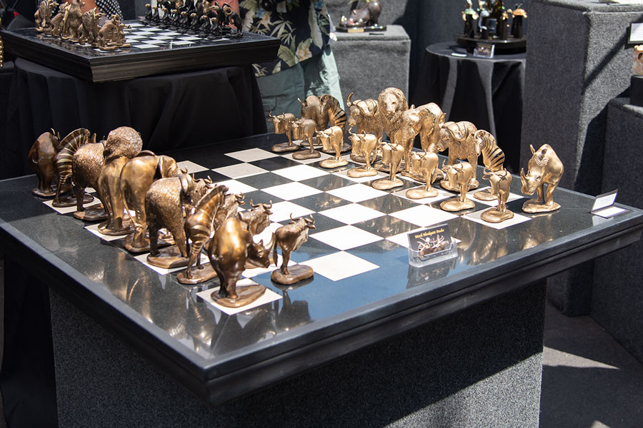 Mark Nordquist Studio bronze sculpture art and custom luxury chess sets Safari Club